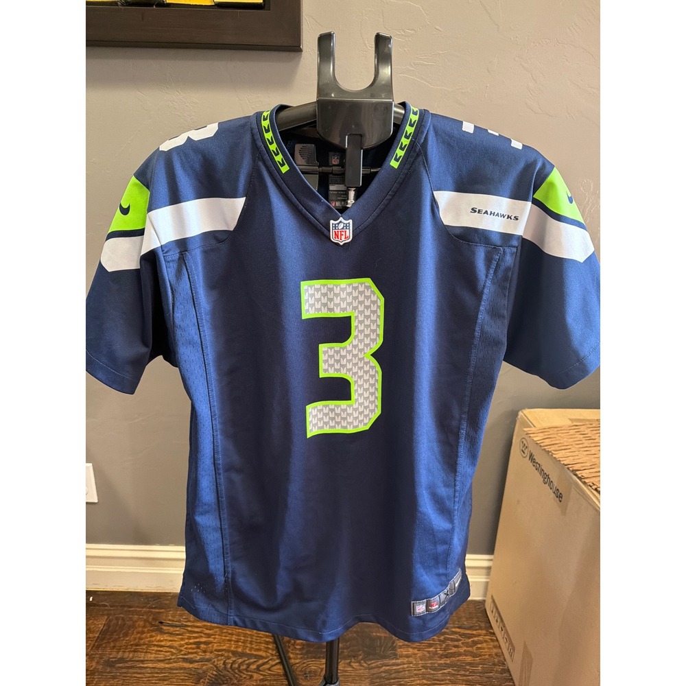 Nike Seattle Seahawks Russell Wilson 3 Boys XL Youth Jersey Navy NFL Football